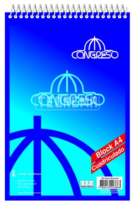 BLOCK CONGRESO ESPIRAL.80 H. A4.=