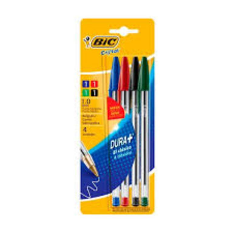 BOLIGRAFO BIC GRUESO1.mm. CRISTAL x4u.