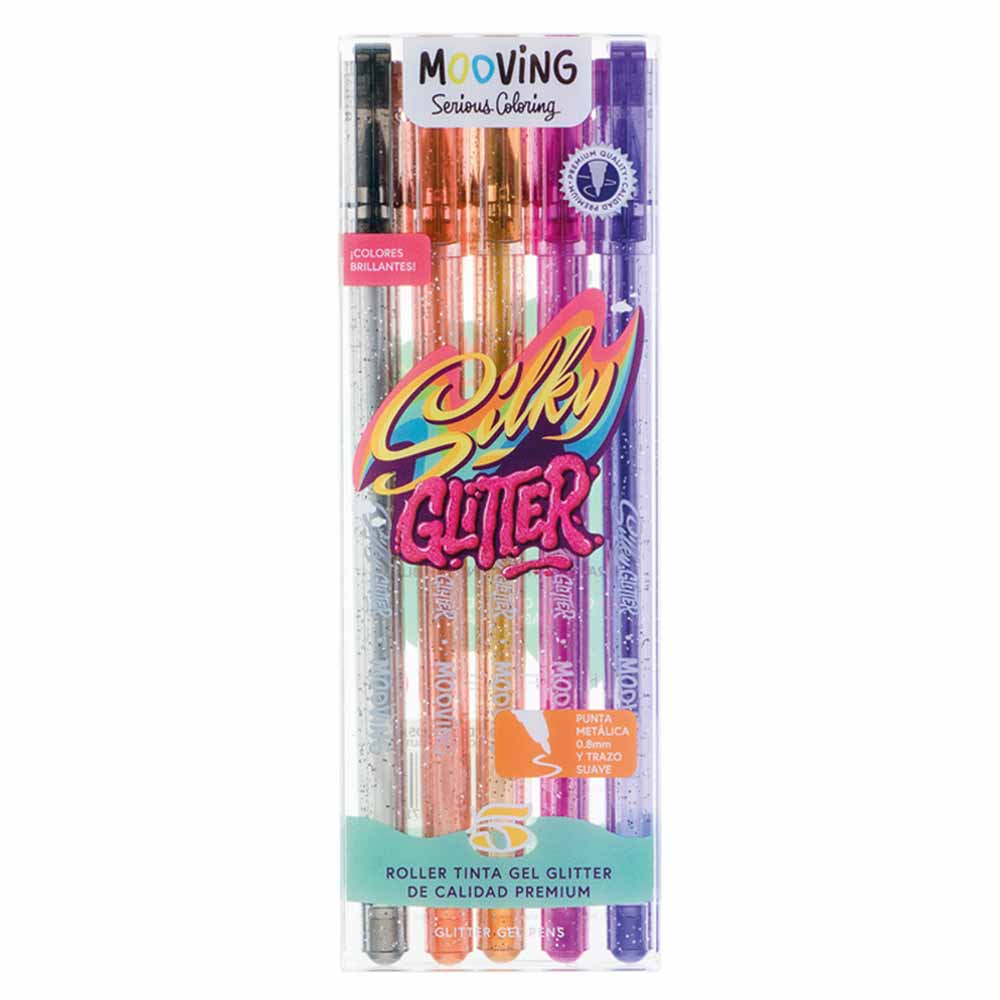 BOLIGRAFO MOOVING GEL GLITTER x 5 u.