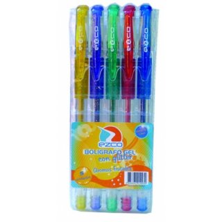 BOLIGRAFO EZCO GEL GLITTER x5u.