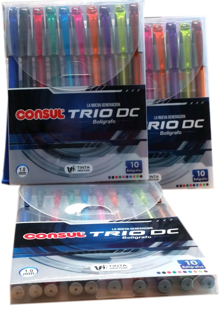 BOLIGRAFO CONSUL TRIO x 10 u SURTIDO