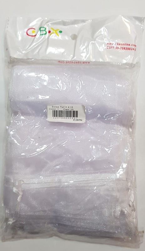 BOLSA DE ORGANZA - TUL  11cm x 15cm LISA x 25 u.