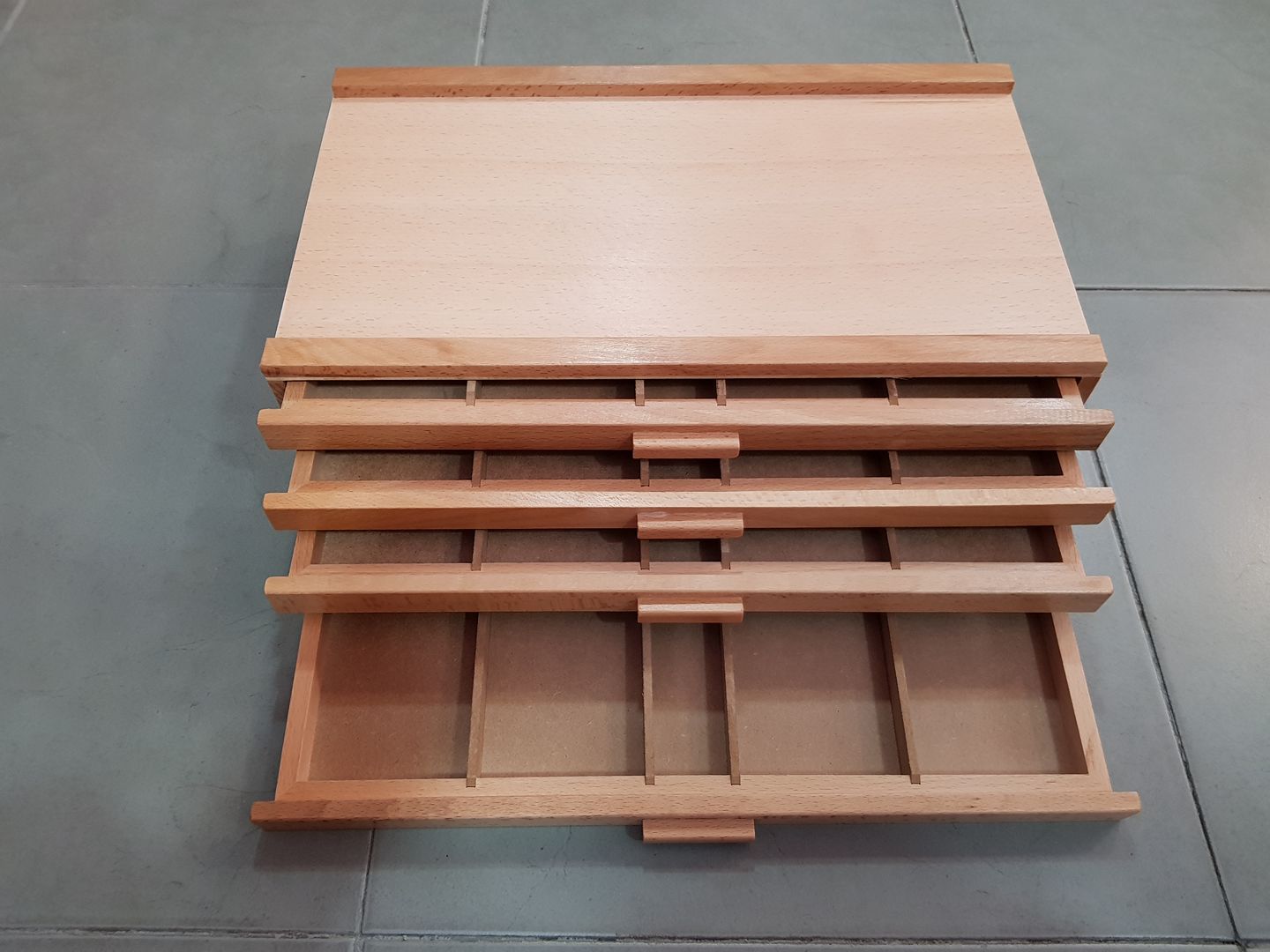 CAJA DE MADERA 4 CAJONES 46x26x13