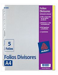 FOLIOS AVERY A4 + SEPARADOR 5 COL.