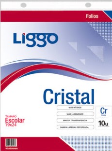 FOLIO PP.ESCOLAR LIGGO CRISTAL 40mi..x10 u