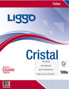FOLIO PP.ESCOLAR LIGGO CRISTAL 40mi..x100 u