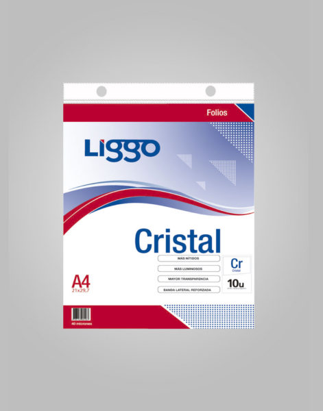 FOLIO PP.A4.LIGGO CRISTAL 40mi.x 10u 