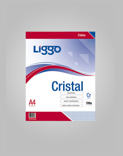FOLIO PP.A4.LIGGO CRISTAL 40mi..x100 u