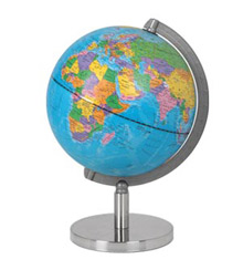 GLOBO TERRAQUEO BASE CROMADA 25 CM