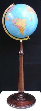 GLOBO TERRAQUEO BASE TALLADA MADERA 30cm
