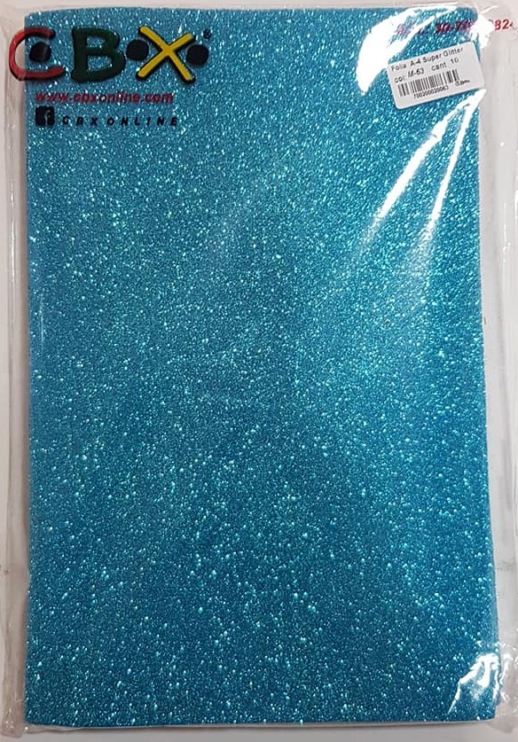 GOMA EVA ADHESIVA GLITTER A4 - TURQUESA