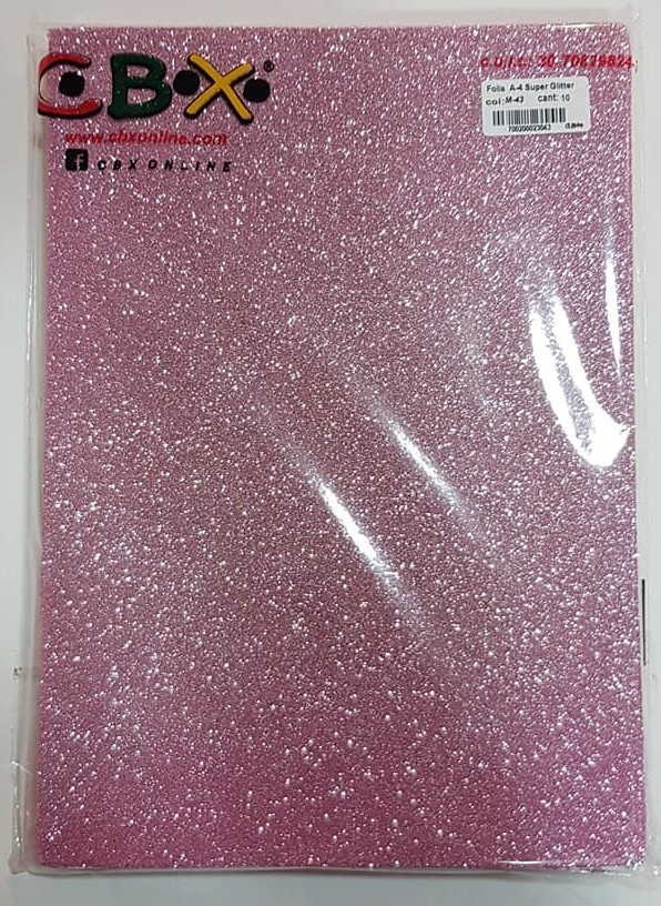 GOMA EVA ADHESIVA GLITTER A4 - ROSA