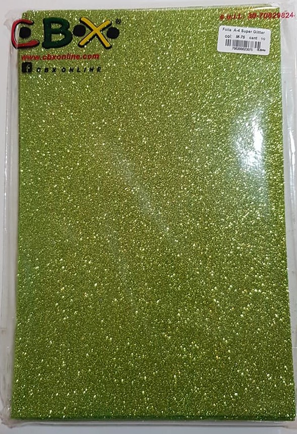 GOMA EVA ADHESIVA GLITTER A4 - VER.CLARO
