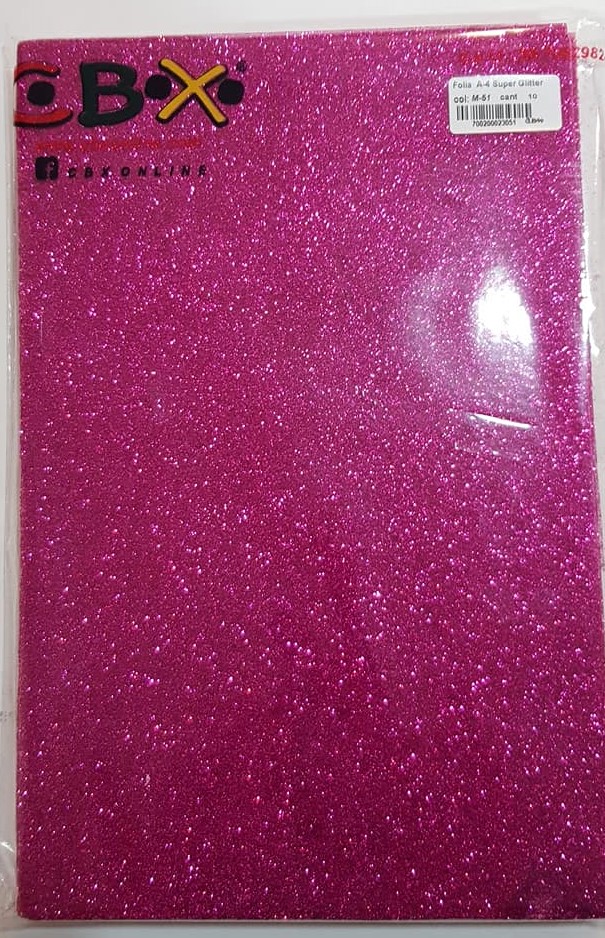 GOMA EVA ADHESIVA GLITTER A4 - FUCSIA