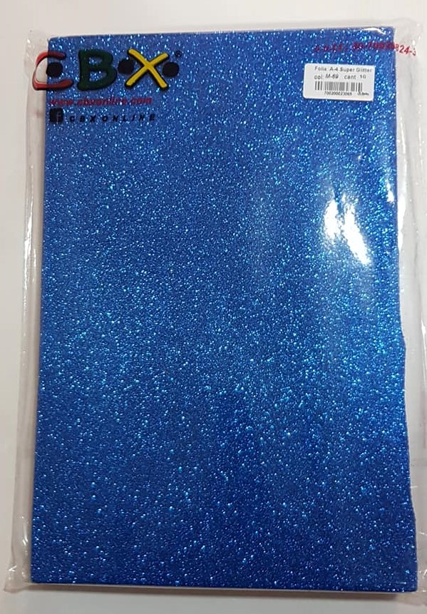 GOMA EVA ADHESIVA GLITTER A4 - AZUL