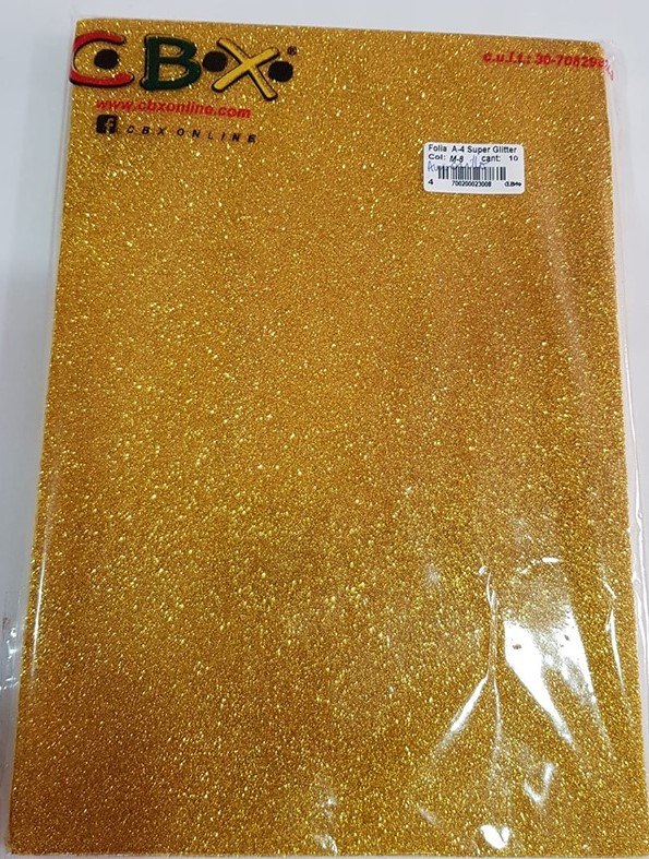 GOMA EVA ADHESIVA GLITTER A4 - AMARILLO