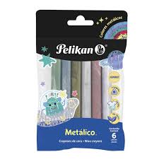 LAPIZ CERA PELIKAN x 6u. METALICO