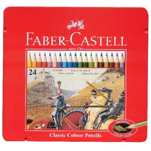 LAPIZ COLOR FABER METAL X 24  L.( Linea roja )