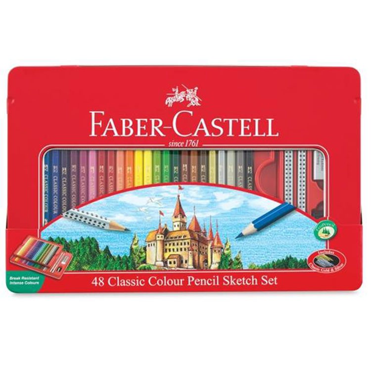 LAPIZ COLOR FABER METAL X 48 L.( Linea roja )