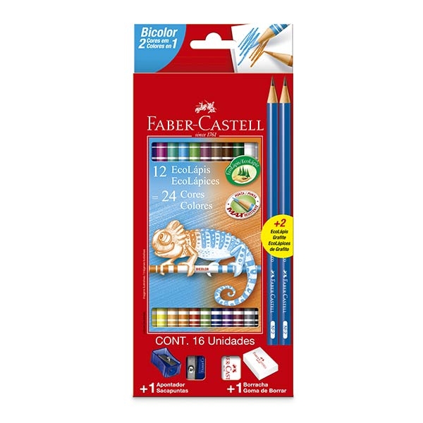 LAPIZ COLOR FABER 12.LARGO BICOLOR + 2 GRF.+ 1S+1G 
