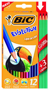 LAPIZ COLOR BIC EVOLUTION 12 L+ 3 GRAFITOS