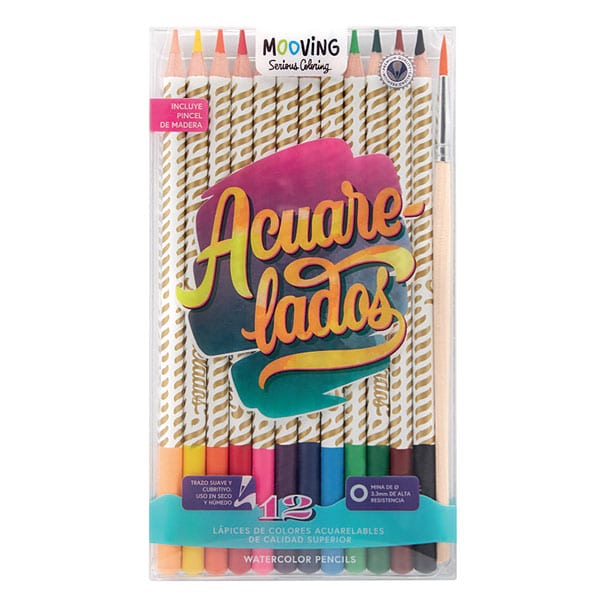 LAPIZ COLOR MOOVING ACUARELABLES x 12 LARGO