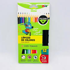 LAPIZ COLOR PIZZINIx12+3  LARGO TRIANG.