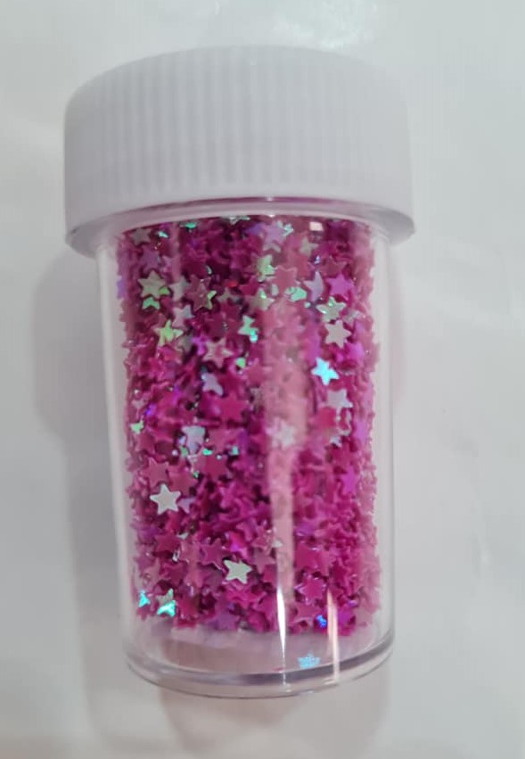 LENTEJUELA ESTRELLA TUBO - FUCSIA