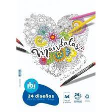 SET MANDALAS 24 hojas PARA COLOREAR 140gr. 12 hojas