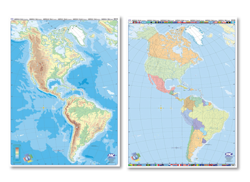 MAPA MURAL MUDO 130*95 FIS/POL. BIFAZ - CONT.AMER.