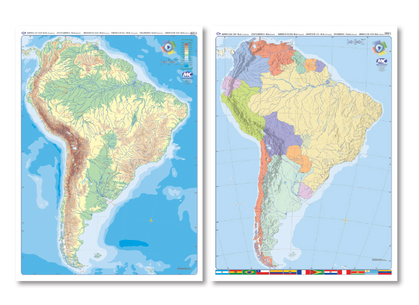 MAPA MURAL MUDO 130*95 FIS/POL. BIFAZ - AMER.SUR.