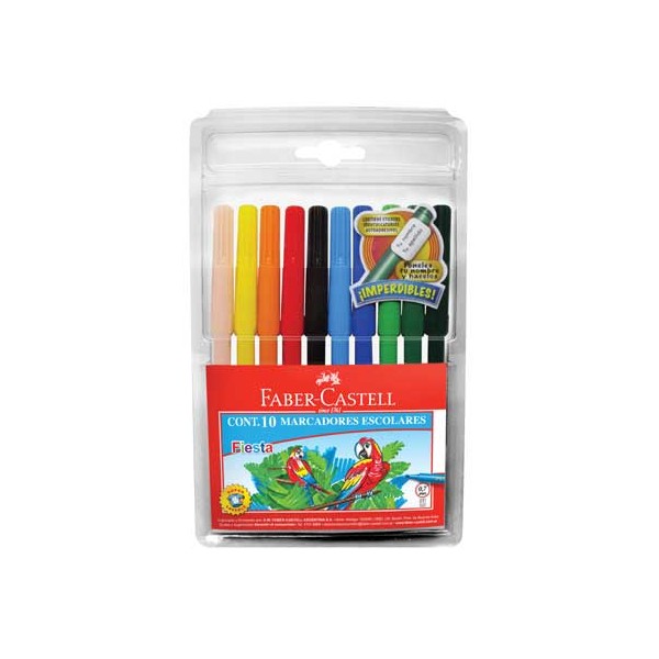 MARCADOR FABER FIESTA x 10 u.