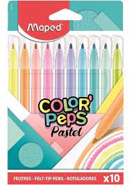 MARCADOR MAPED FINO PASTEL x 10 L