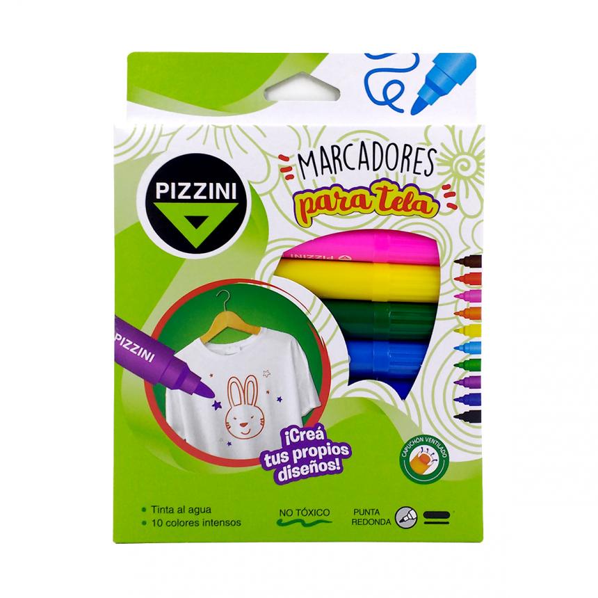 MARCADOR PIZZINI TELA x 10 Colores