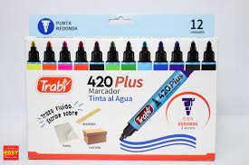 MARCADOR TRABI 420 PLUS x 12 SURTIDOS