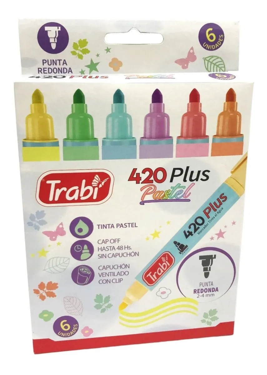 MARCADOR TRABI 420 PLUS x 6 PASTEL