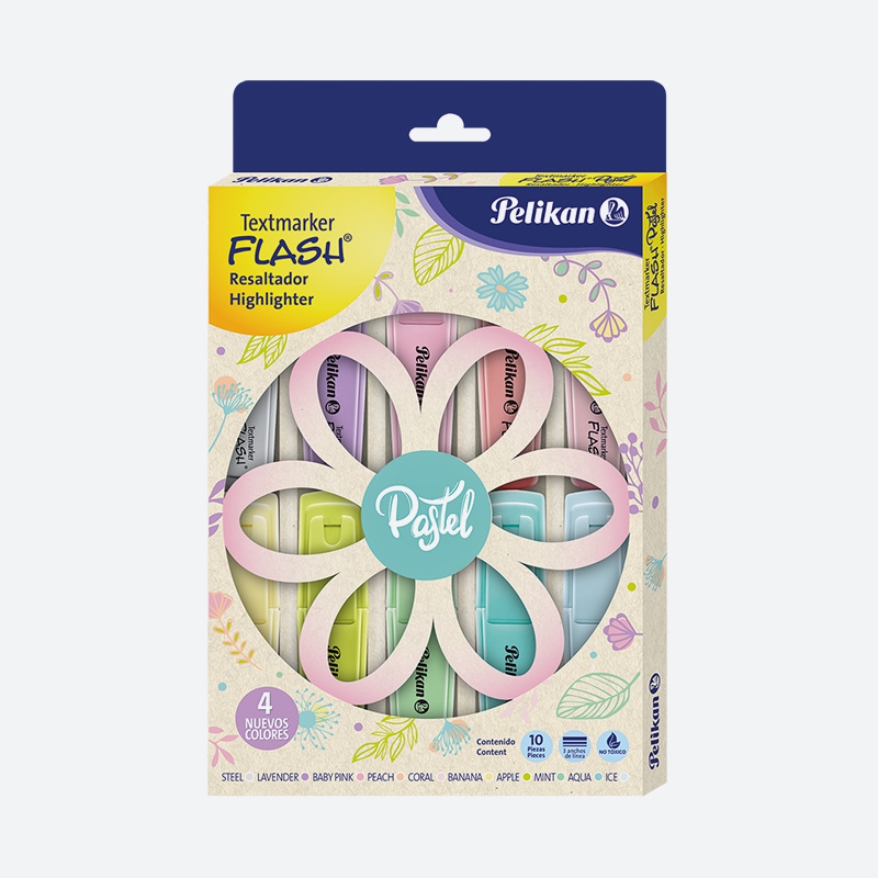RESALTADOR PELIKAN FLASH PLASTEL x 10 u.