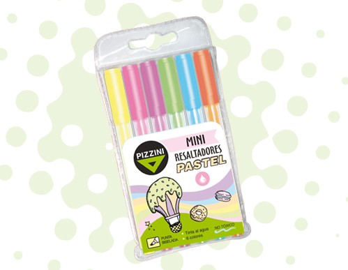 RESALTADOR PIZZINI MINI PASTEL x 6u