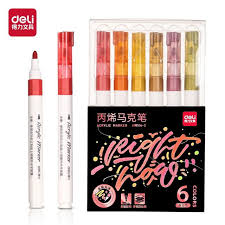 MARCADOR DELI ACRILICO GLITTER CALIDOS x 6.u