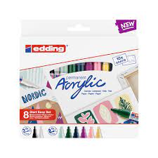 MARCADOR EDDING  ACRILICO NORDIC x 8u. CHICO