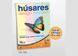 RESMA HUSARES DESIGN 75gr - A4 PASTEL x 100 HOJAS