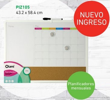 PIZARRA OLAMI MAGNET.PLANIFIC.MENSUAL 43x58