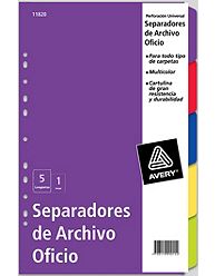 SEPARADOR AVERY OFICIO - CARTUL.COLOR 5 P.