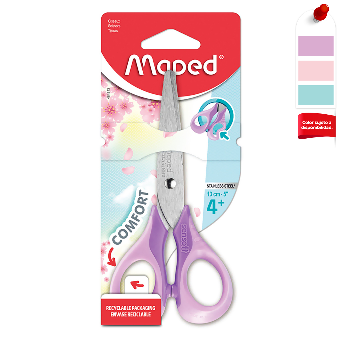 TIJERA MAPED SENSOFT PASTEL 13cm.