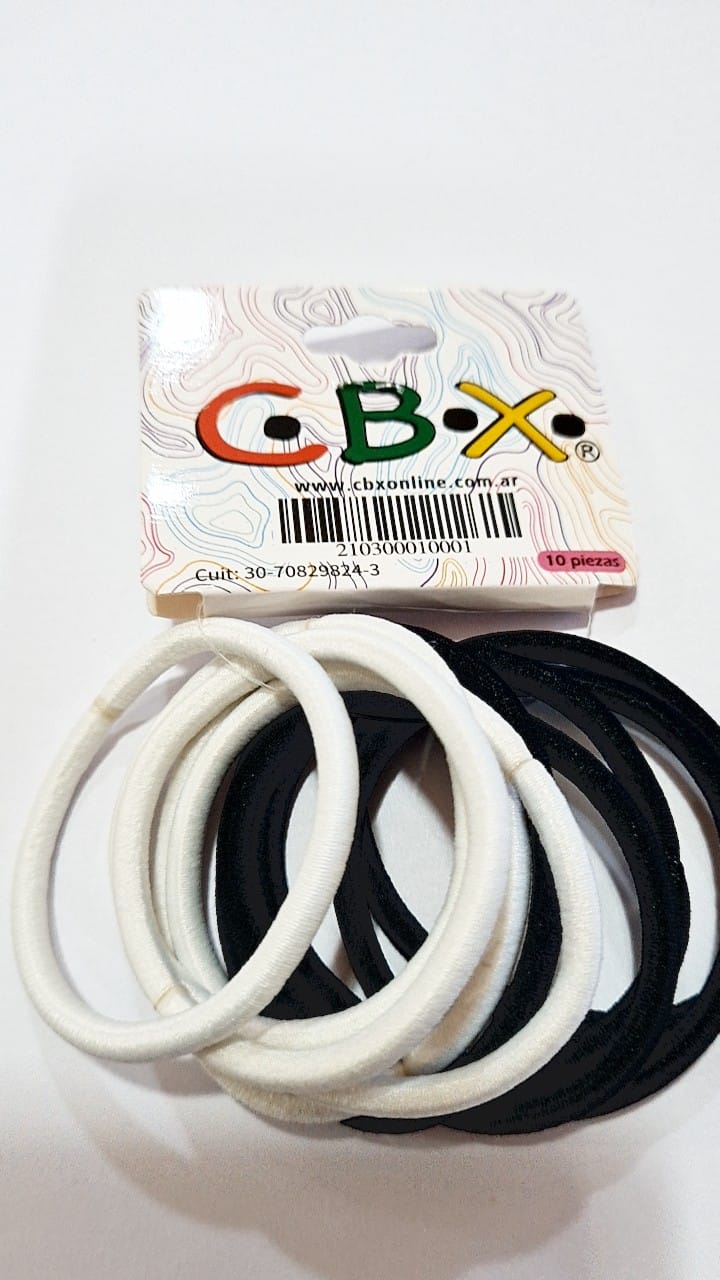 COLITA PELO POLIYESTER x 10u. - BLANCO/NEGRO