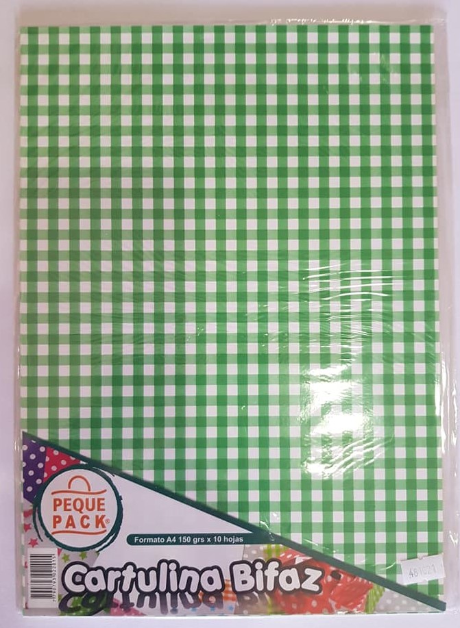CARTUL.ENTRET.A4-150gr x 10u. CUADR- VERDE/AMARILLO