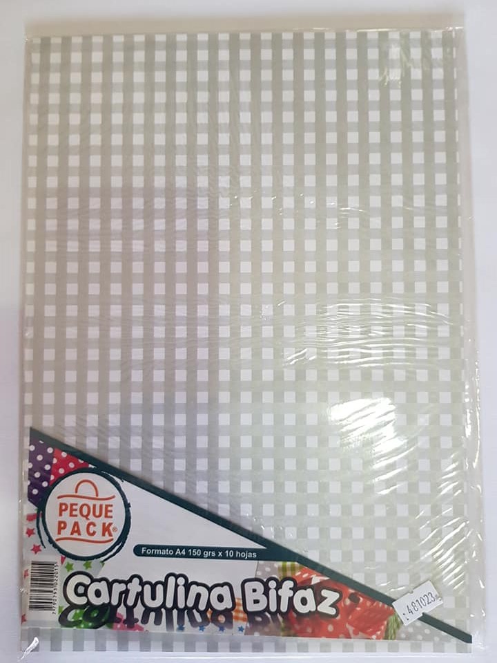 CARTUL.ENTRET.A4-150gr x 10u. CUADR- PLATA/DORADO