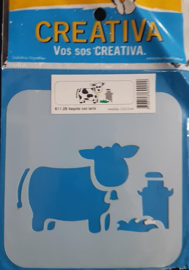 STENCIL 11x11 CREATIVA 611-0028 - VAQUITA CON TARRO