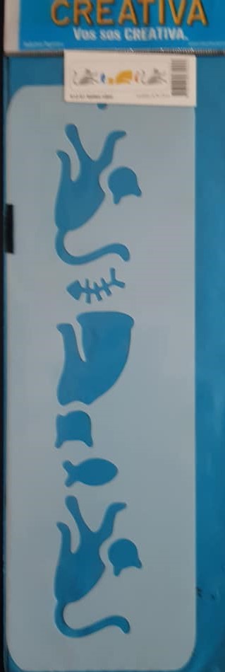 STENCIL 9.5x29 CREATIVA 612-0061 - GATITO CON PEZ 