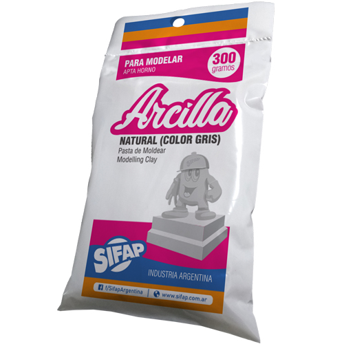 ARCILLA PARA MODELAR SIFAP  x 300 GR. (GRIS)